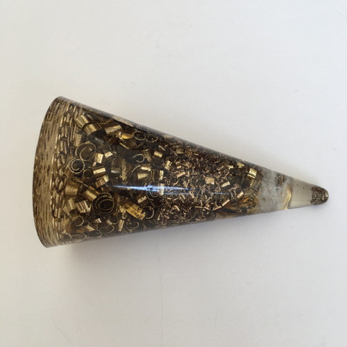 Orgonite cone with quartz, silver and copper new