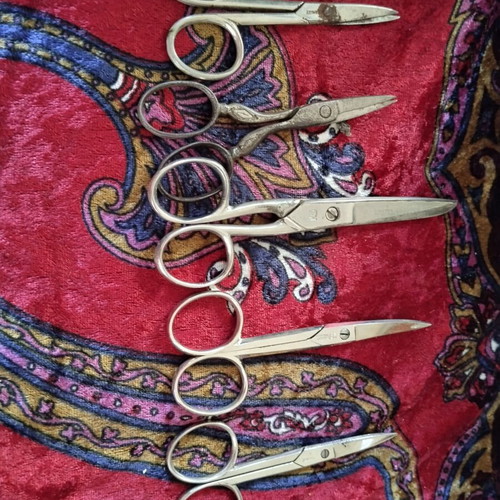 Vintage manicure scissors set of 5 with German staple remover used
