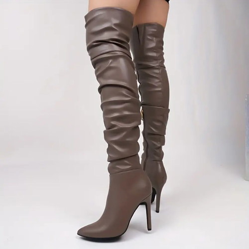 Over-the-Knee Boots with Slouchy Style, EU 42.5, Coffee Brown