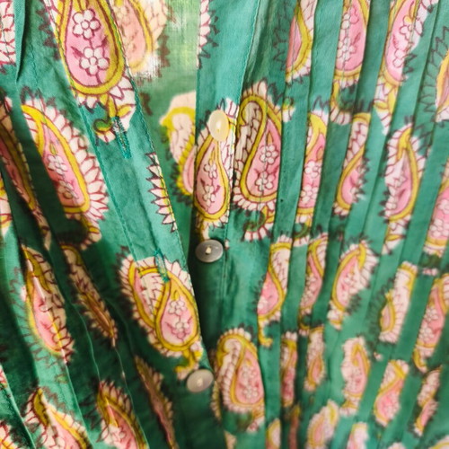Boho caftan turquoise handcrafted, printed design