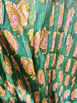 Boho caftan turquoise handcrafted, printed design