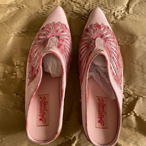 Roberto Cavalli Angels leather mules in pink, like new