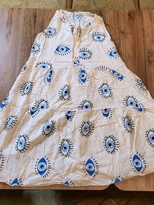 Summer dress with eye motifs new, size M, white