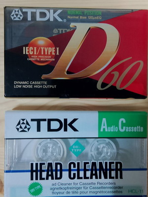 TDK аудио касети D60 и TDK head cleaner нови, запечатани