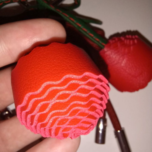 Eco-leather Cherry & Heart keychain with detachable elements
