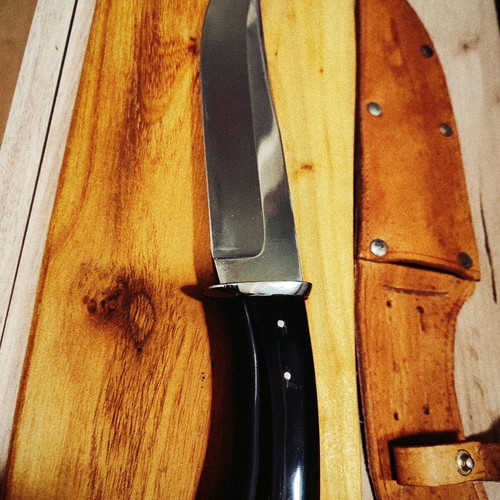 Collector's massive hunting knife new with buffalo horn handle