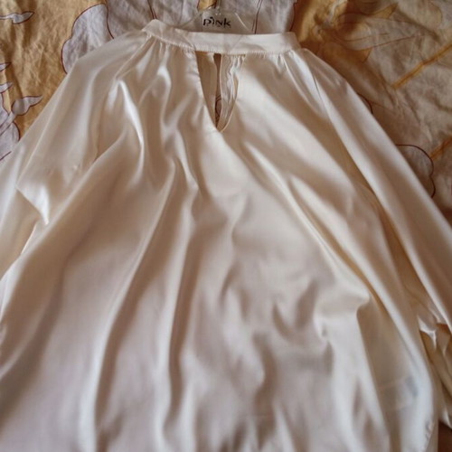 Shein satin blouse with wide batwing sleeves, cream