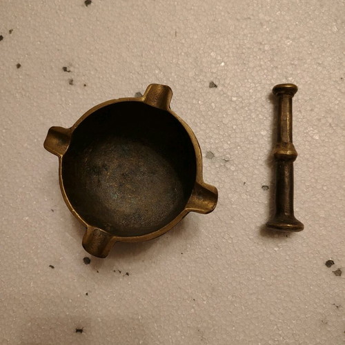 Antique brass mortar restored