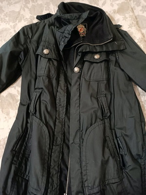 Long warm cotton coat used, size S, black