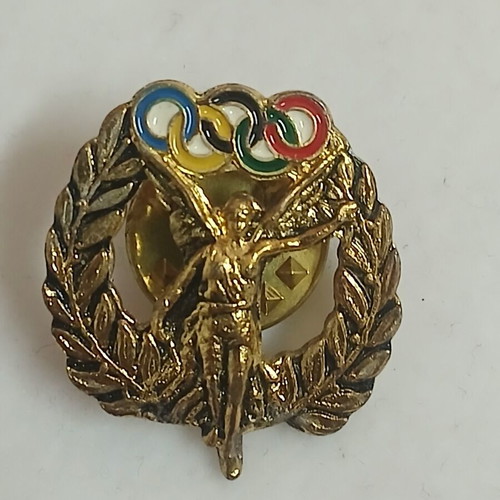 Athens 2004 Olympic Games metal pin with Nike and olive wreath