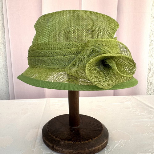 Vintage women's hat occasion light olive green, like new, size S