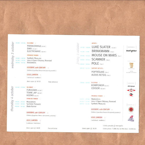 Promo Booklet for Bios 3-5 Oct 2001 Festival like new