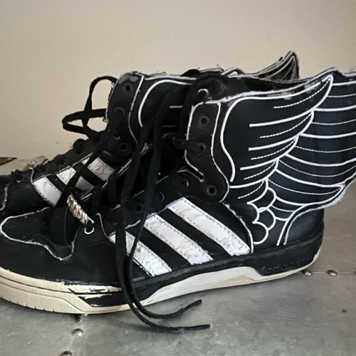 adidas gazelle silver green womens Adidas x Jeremy Scott Women's JS New Wings Core Black / Footwear White High  Top Sneakers main image 0
