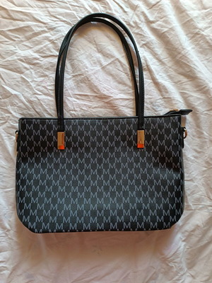 Large shoulder bag, black and grey