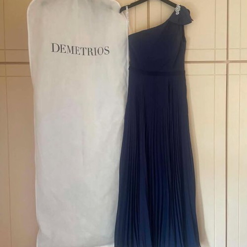 Evening dress like new, chiffon fabric, size medium, blue, one shoulder bow