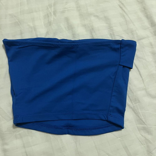 Bershka strapless blouse, blue, XS