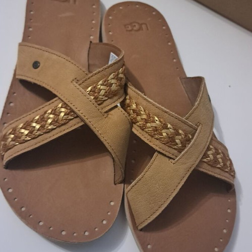Ugg Lexia leather slippers, size 40, brown