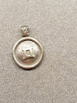 Silver Gemini Zodiac Pendant Oxidized Silver new