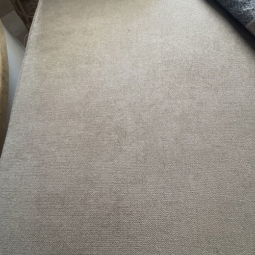 Recliner sofa Praktiker with storage and headrest mechanism, beige-gray