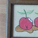 Vintage embroidered cherry frame like new