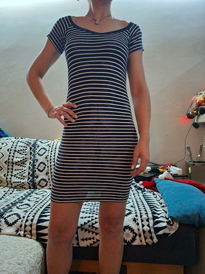 Celestino striped fitted dress like new, size S