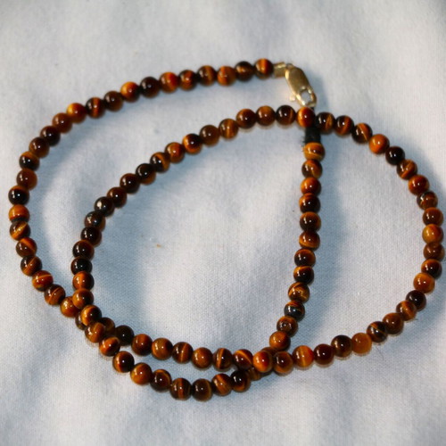 Gold necklace tiger's eye 14K 585 new, Indico jewels