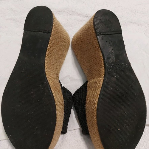 Platform sandals with knitted band black, comfortable, size 40