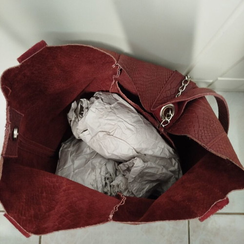 Bordeaux leather shoulder bag used, Italian