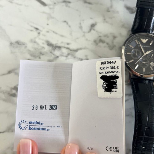 Emporio Armani watch 43mm with black leather strap like new unisex