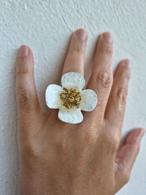 Flower ring handmade adjustable, like new