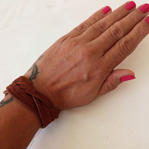 Brown suede bracelet used, vintage Boho-Indian style