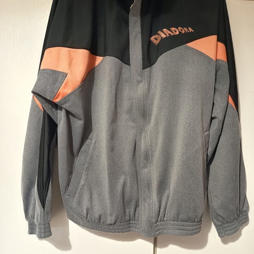 Diadora tracksuit jacket and pants, XL, grey black salmon