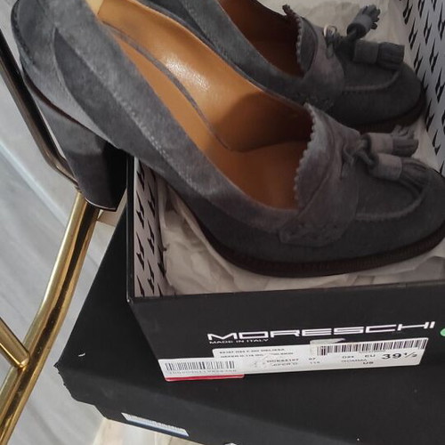Suede leather heels new, thick 10cm heel, size 39.5