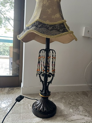 Table lamp with embroidered fabric shade like new