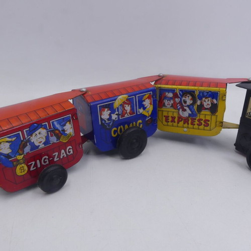 MTU Tin Litho Wind Up Zig Zag Comic Western Express Train Toy used
