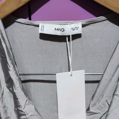 Mango bodysuit Small sleeveless with cowl neck grey new