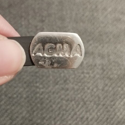 AGMA 925 Silver Bracelet with Black Rubber, Vintage Unisex
