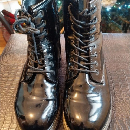 Adam's Shoes Black Patent Leather Ankle Boots Size 38 New