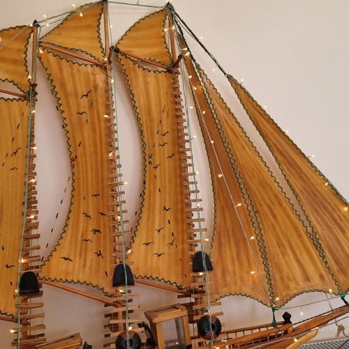 Handmade ship new 130x130cm