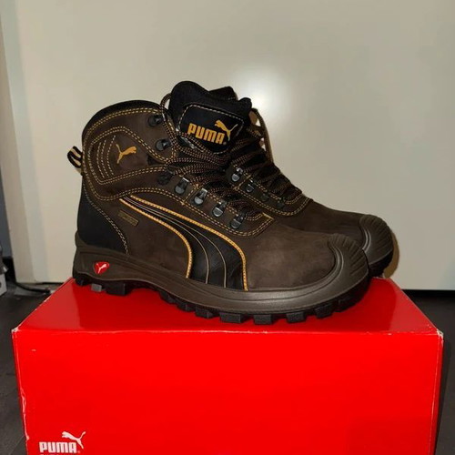 Puma Sierra Nevada Mid S3 work boots, size 44, brown and black
