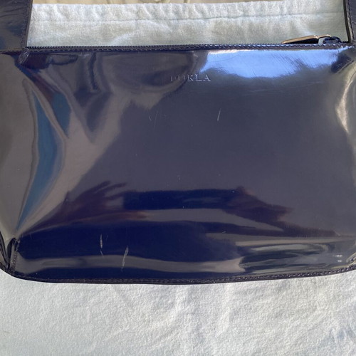 Furla shoulder bag like new, blue patent leather