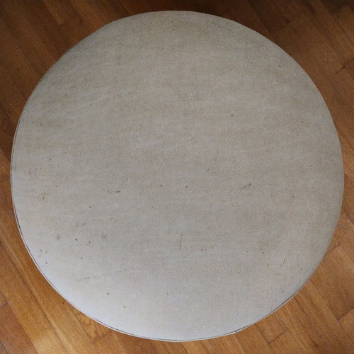 Leather Barrel Stool ecru, like new, Greek made