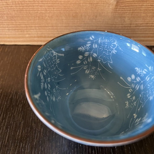 Sometsuke Style Japanese Tea Set with 4 Cups in Wooden Box, New