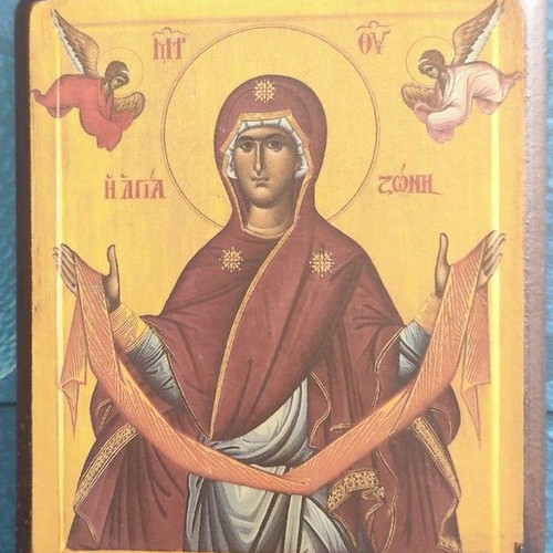 Holy Belt icon used, 7x7 cm, wooden