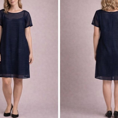 Morena Spain dress XXL like new, dark blue with striped fabric