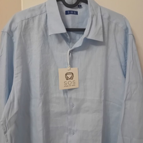 Men's linen shirt, blue, XL