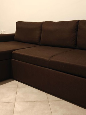 3-Seater Sofa with Storage Used, Double Bed Function, Dark Brown