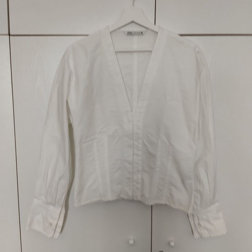 Zara white cotton corset-style shirt new, small medium