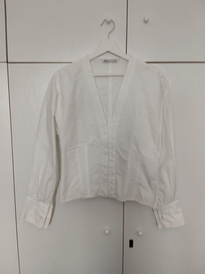 Zara white cotton corset-style shirt new, small medium