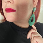 Italian statement resin earrings, green